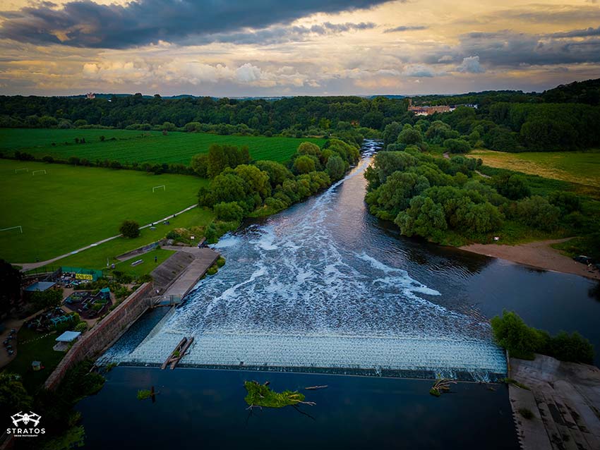 Aerial Sunset Photography of Beeston Weir