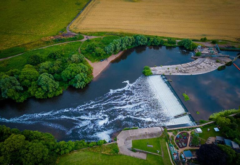 Aerial Sunset Photography of Beeston Weir